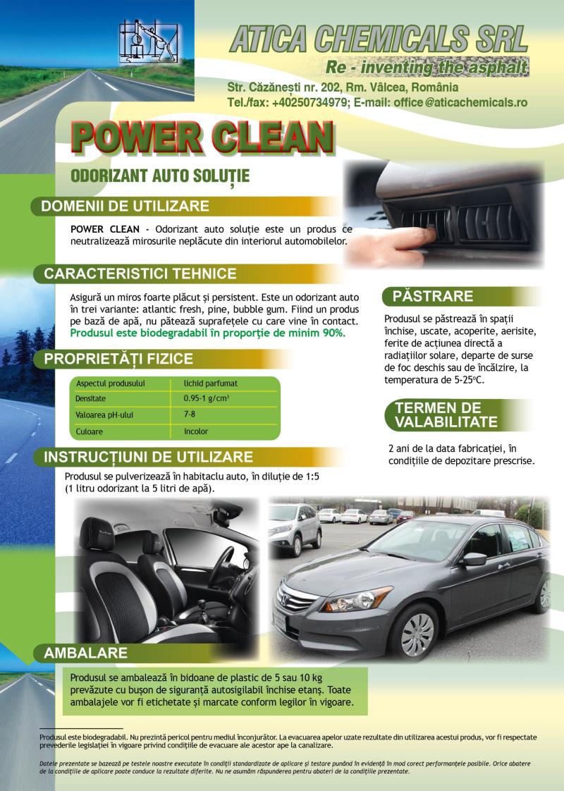 POWER CLEAN - Odorizant auto soluție