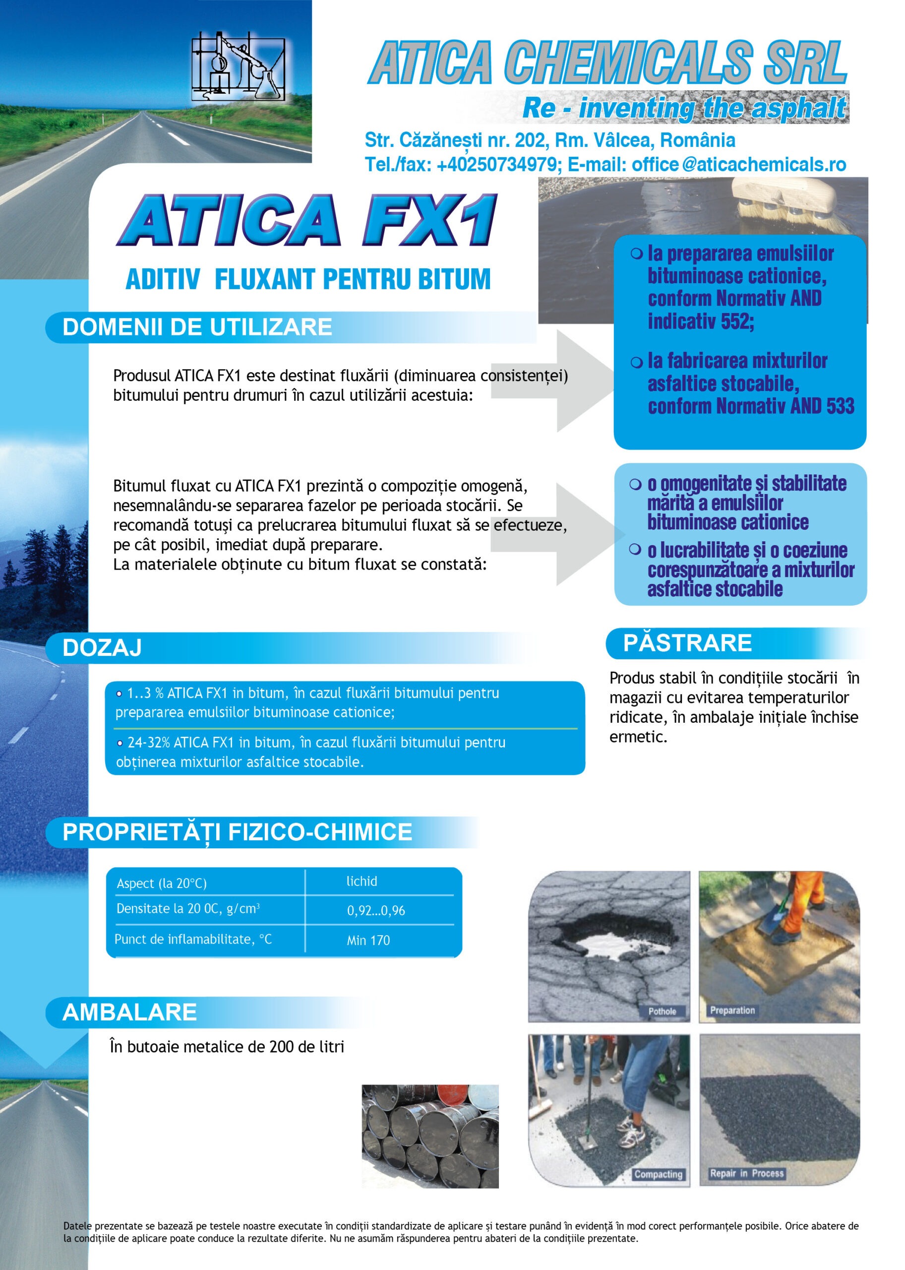ATICA FX 1 | Aditiv fluxant pentru bitum test